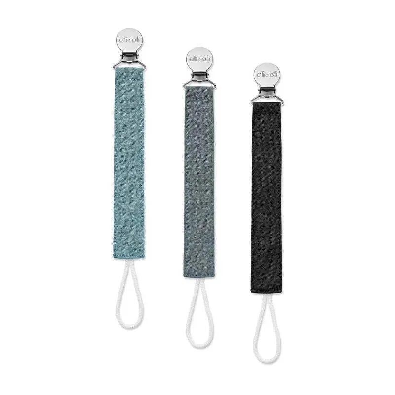 Ali + Oli – 3Pk Pacifier Clip Linen, Night