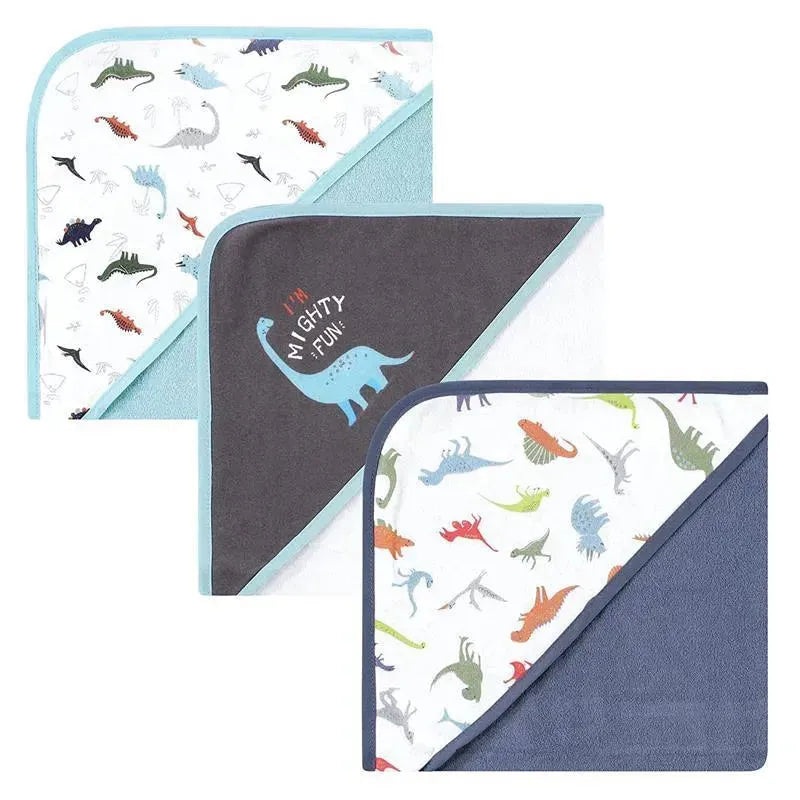 Baby Vision – 3Pk Hudson Baby Cotton Rich Hooded Towels, Dinosaurs
