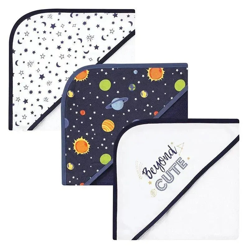 Baby Vision – 3Pk Hudson Baby Cotton Rich Hooded Towels, Solar System
