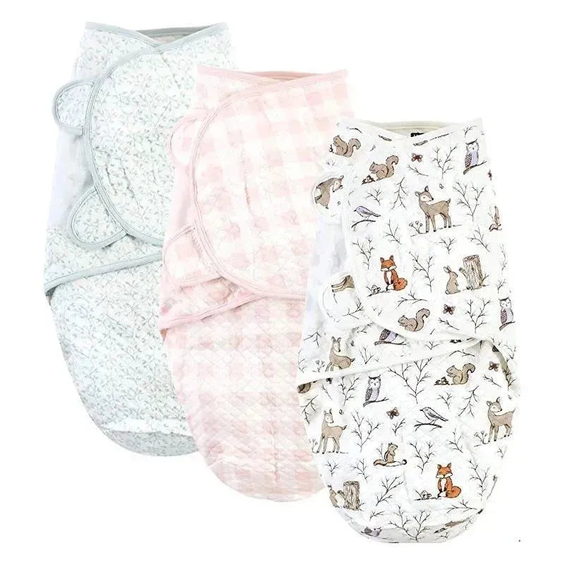 Baby Vision – 3Pk Hudson Baby Quilted Cotton Swaddle Wrap, Enchanted Forest