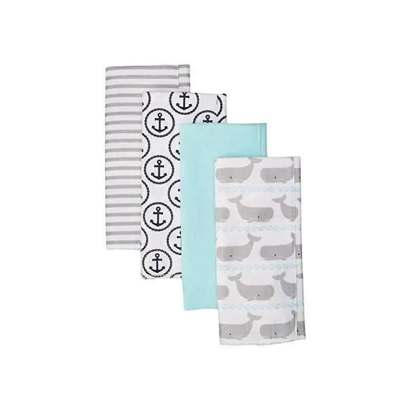 Baby Vision – 4Pk Hudson Baby Unisex Baby Cotton Flannel Burp Cloths, Whale
