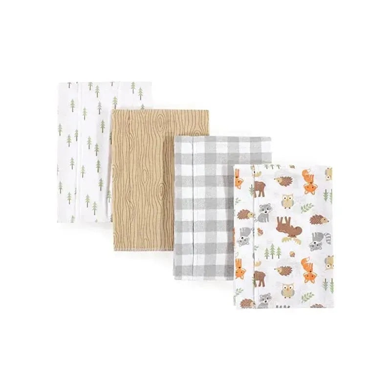 Baby Vision – 4Pk Hudson Baby Unisex Baby Cotton Flannel Burp Cloths, Woodland