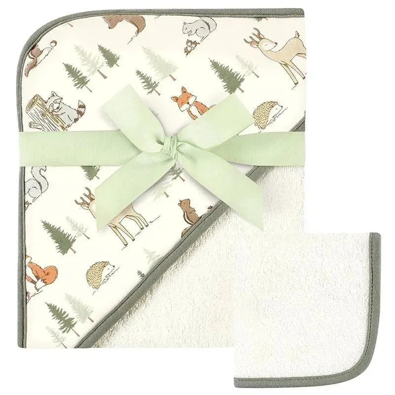 Baby Vision – Hudson Baby Cotton Hooded Towel and Washcloth, Forest Animals