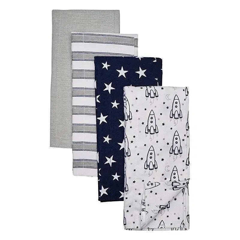 Baby Vision – Hudson Baby Unisex Baby Cotton Flannel Burp Cloths, Rocket Ship
