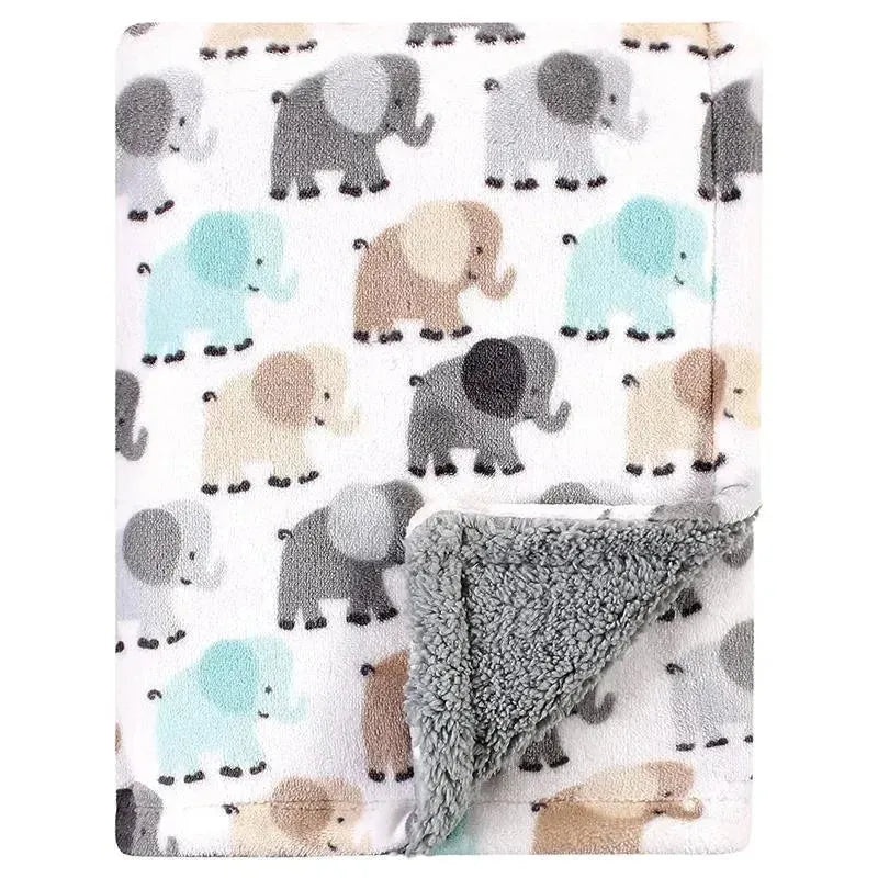 Baby Vision – Luvable Friends Unisex Baby Plush Blanket with Sherpa Back, Gray Elephant