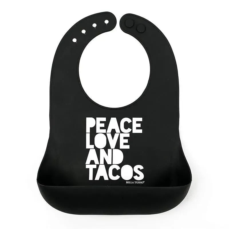 Bella Tunno – Peace, Love, Taco Wondr Bib, Black