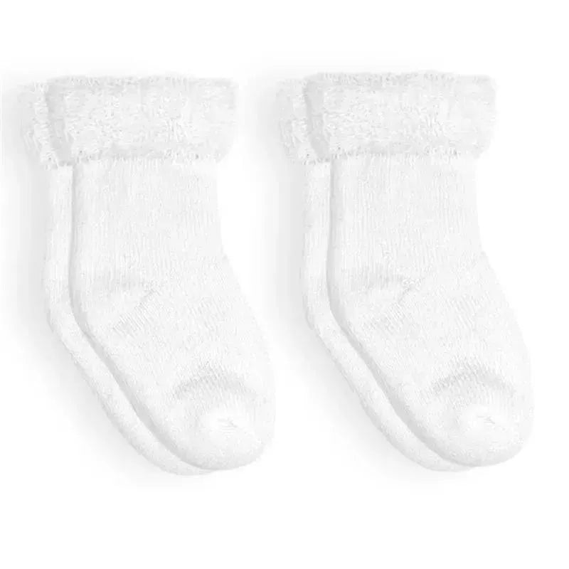 Kushies Baby – 2Pk Socks Terry, 3/6M, White Solid