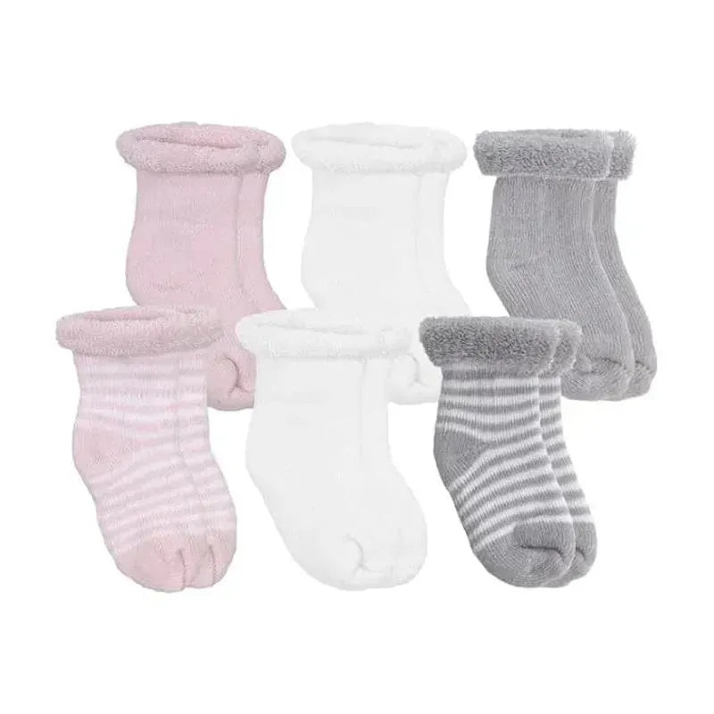 Kushies Baby – 6Pk Girls Socks Terry, 3/6M