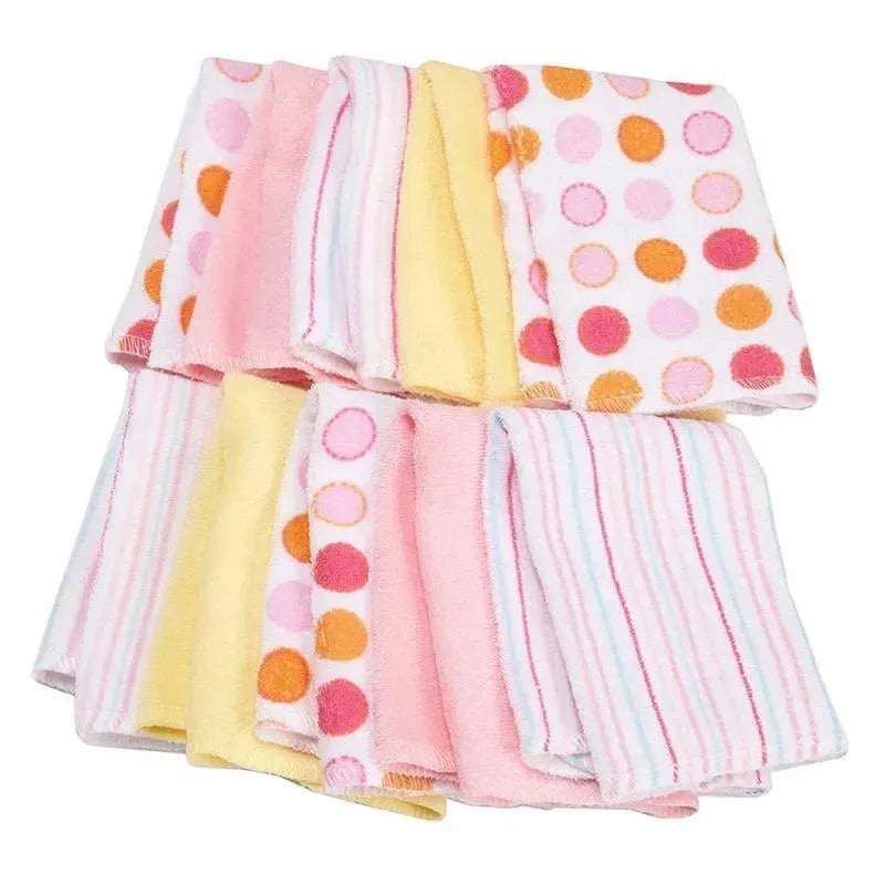 Spasilk – 10Pk Soft Terry Bath Washcloths, Pink Dots