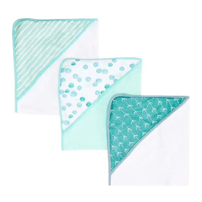 Spasilk – 3Pk Soft Terry Hooded Towel Set, Green Dots