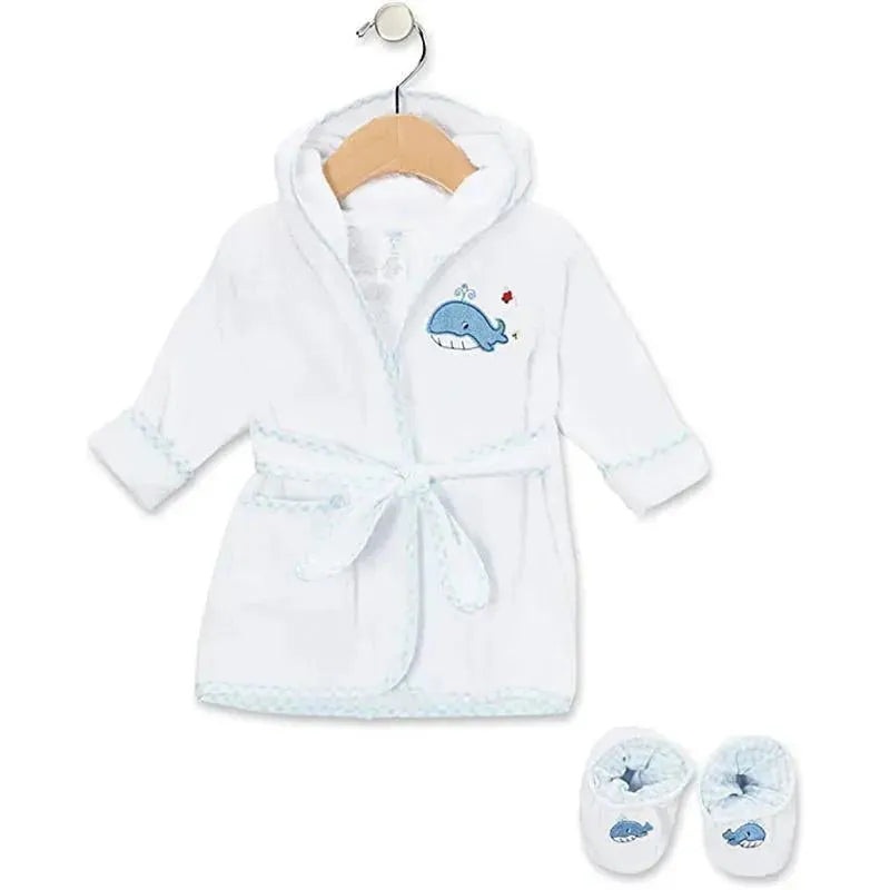 Spasilk – Terry Bathrobe Whale With Booties Blue