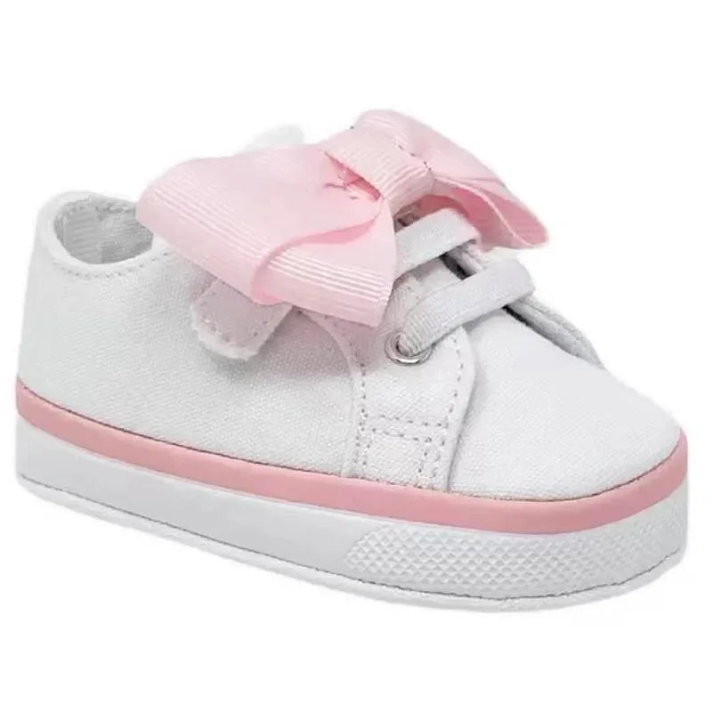 Baby Deer – Baby Girl Canvas Sneaker Oversized Bow, White