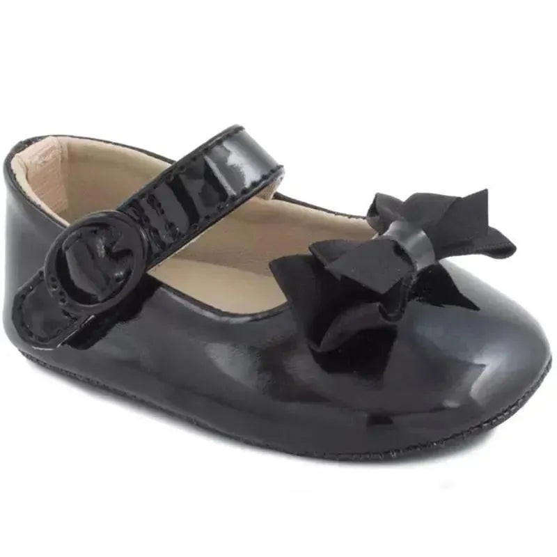 Baby Deer – Baby Girl Patent Skimmer with Fancy Bow, Black
