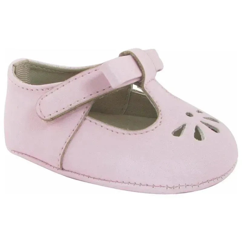 Baby Deer – Baby Girl Soft Leather-Like T-Strap with Bow and Perforation, Pink