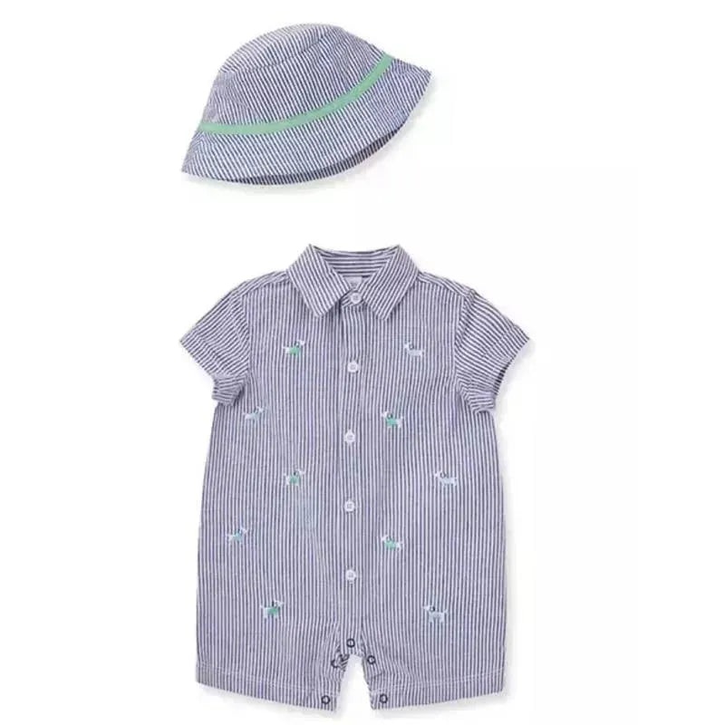 Little Me – Baby Boys Puppies Romper and Hat Set