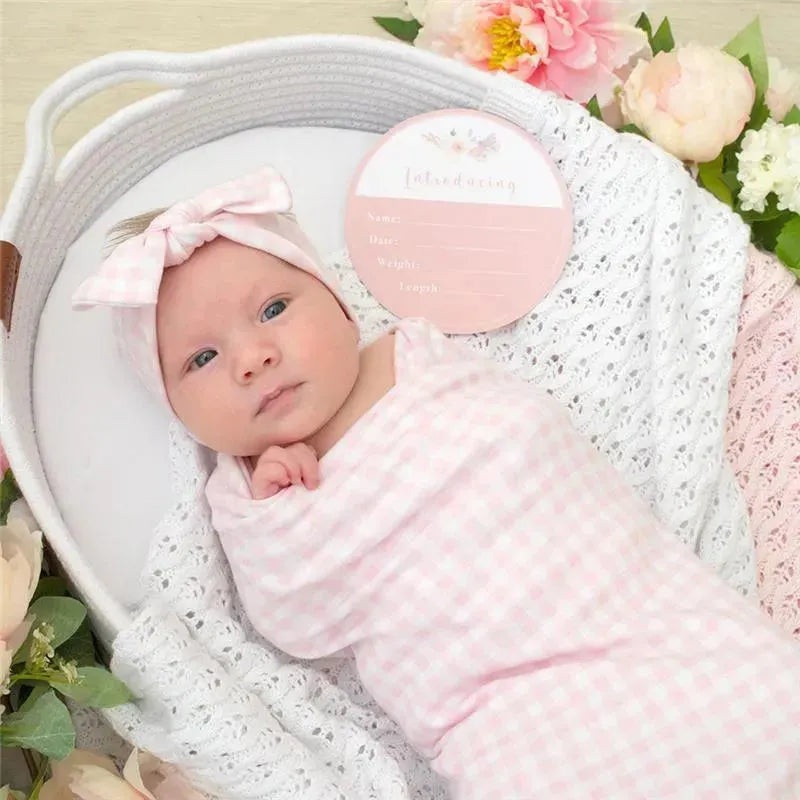 Living Textiles – Newborn Hello World Gift Set, Pink Gingham