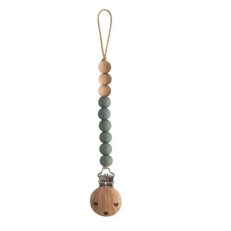 Mushie – Eva Silicone Pacifier Clip, Dried Thyme