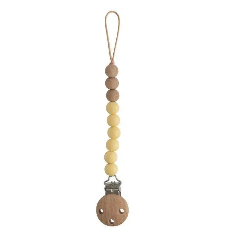 Mushie – Eva Silicone Pacifier Clip, Muted Yellow