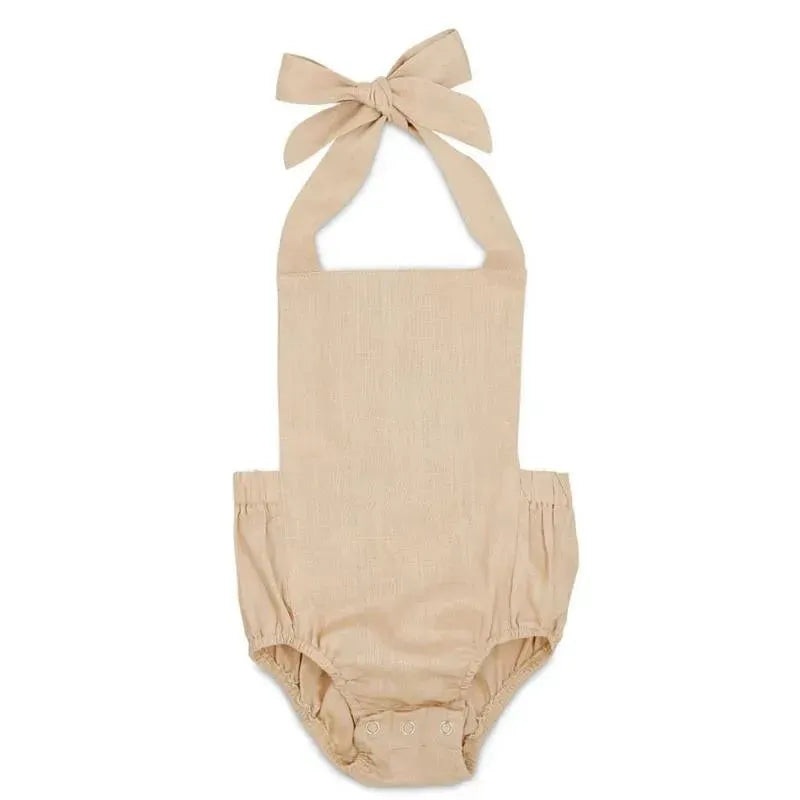 Babe Basics – Linen Baby Romper, Oatmeal