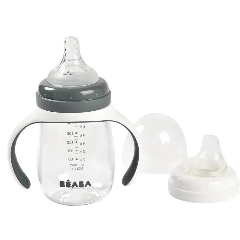 Beaba – 2-in-1 Bottle To Sippy Training Cup, Charcoal