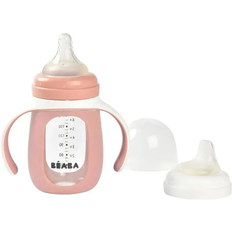 Beaba – 2-In-1 Glass Training Cup, Rose
