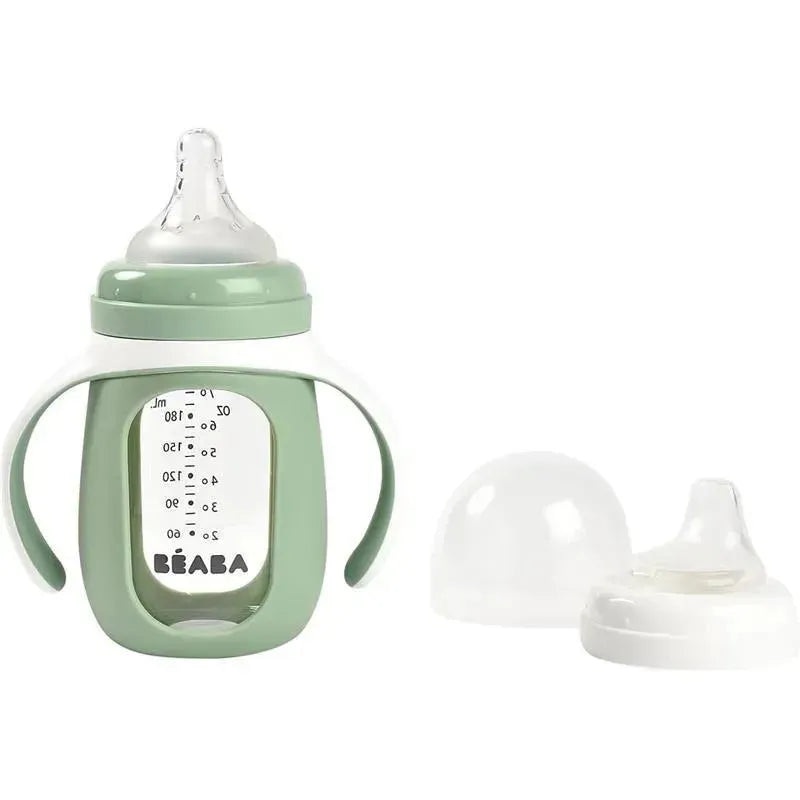 Beaba – 2-In-1 Glass Training Cup, Sage