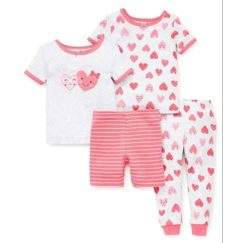 Little Me – Hearts 4 Pieces Cotton Pajamas, Heather Gray