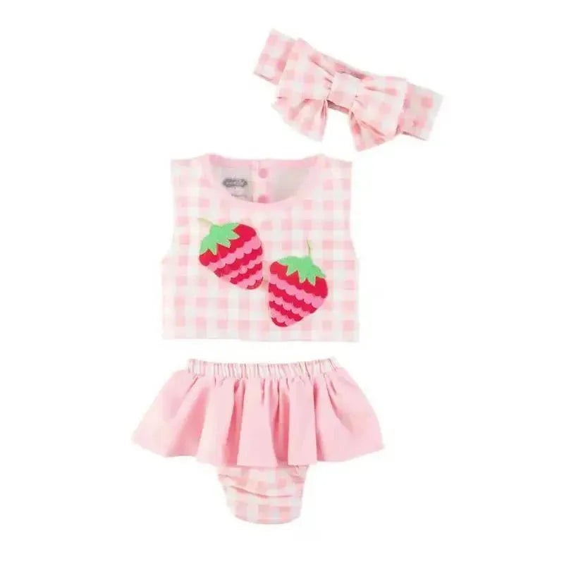 Mud Pie – Baby Girl Strawberry Swimsuit & Headband Set