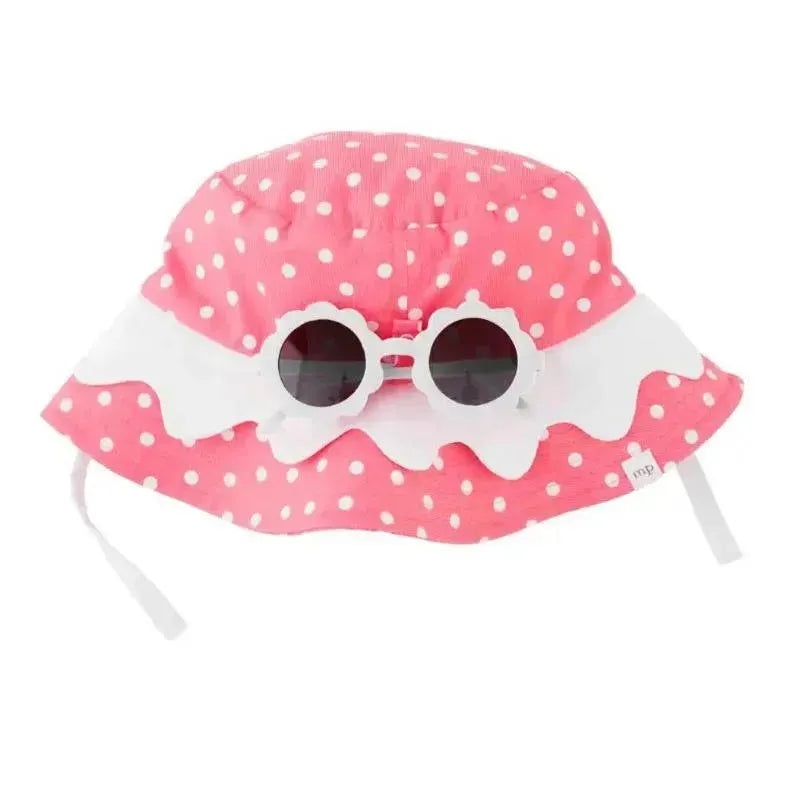 Mud Pink – Pink Scallop Baby Hat And Glasses, 6/18M