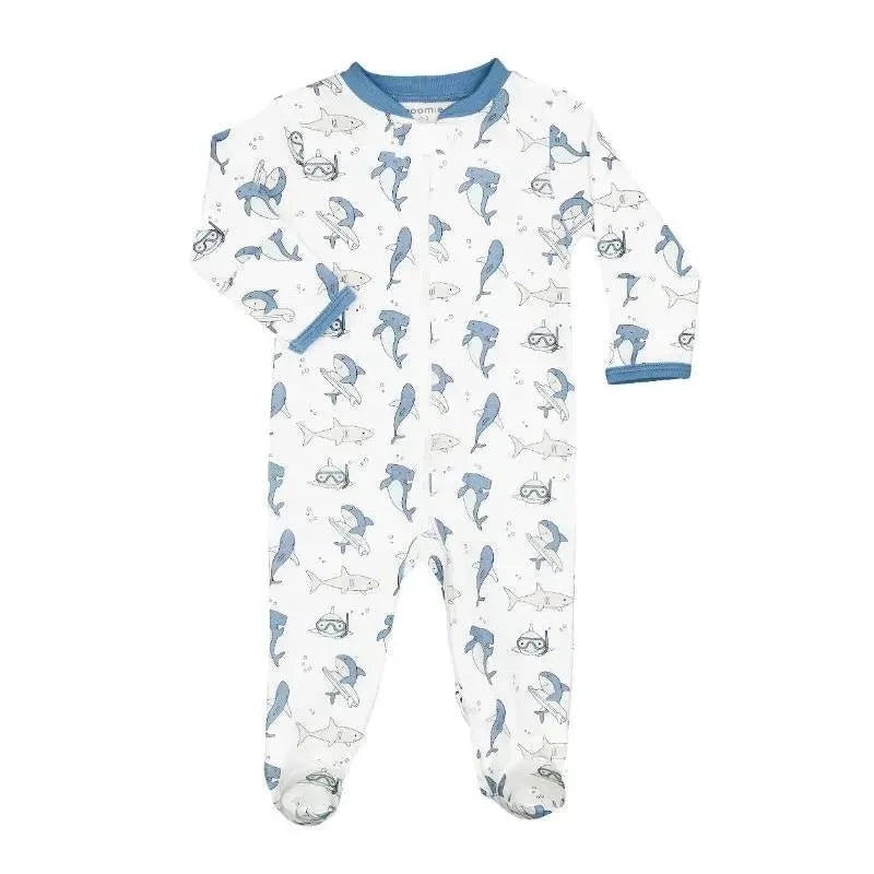 Noomie – Baby Boy Zipper Footie Surfing Sharks