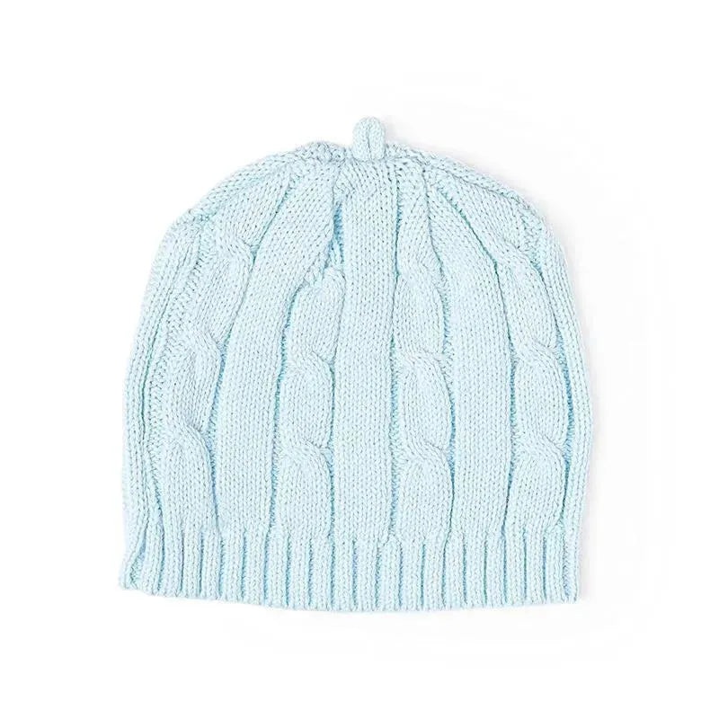 Rose Textiles – Baby Mode Signature Blue Cable-Knit Beanie