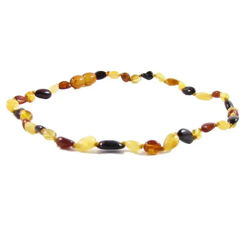 The Amber Monkey – Polished Baltic Amber 12-13 inch Necklace, Multi Bean POP