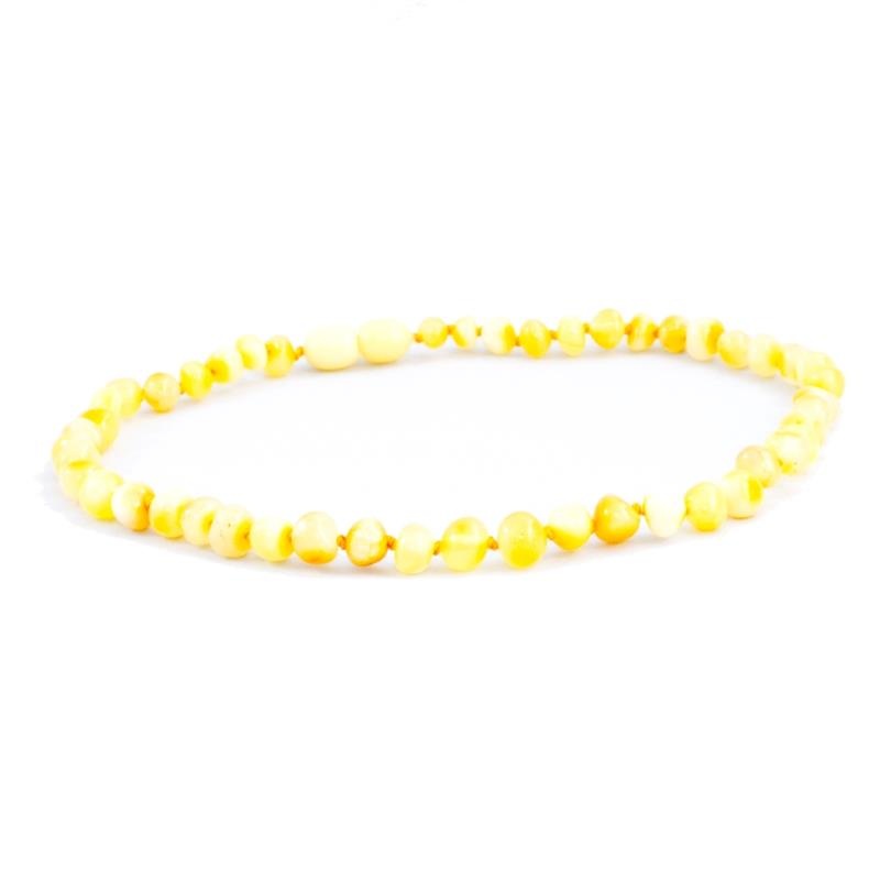 The Amber Monkey – Polished Baroque Baltic Amber 10-11 inch Necklace, Milk POP