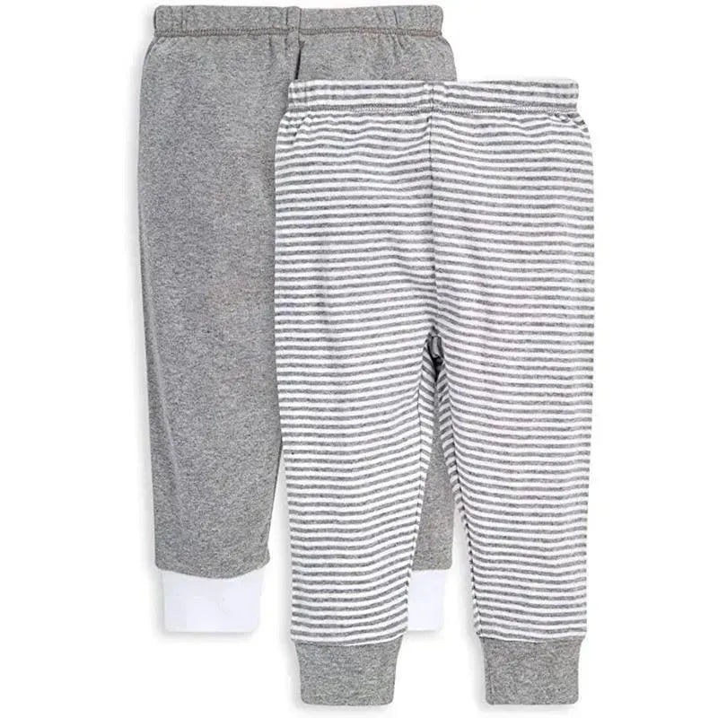 Burt’s Bees – 2Pk Organic Baby Classic Stripe Footless Pants, Heather Grey