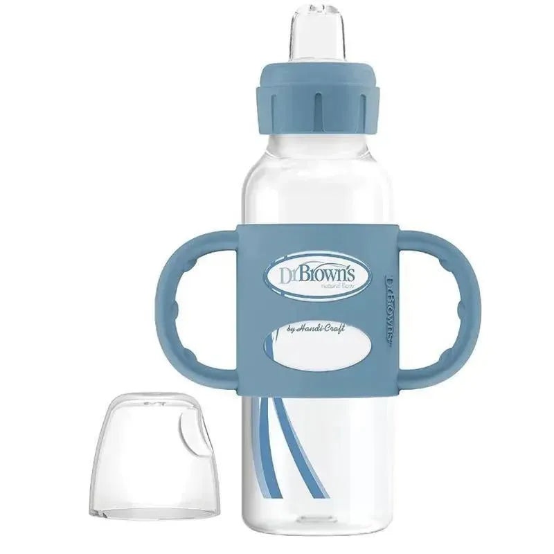 Dr. Brown’s – Milestones Narrow Sippy Bottle with Silicone Handles, Light Blue