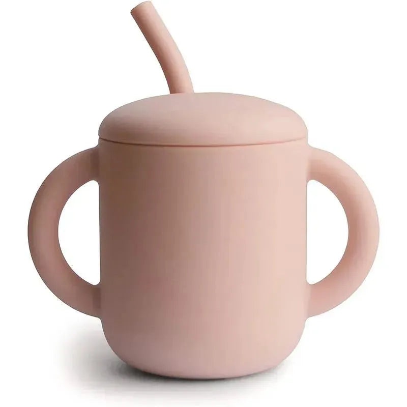 Mushie – Silicone Baby Training Cup & Straw, Blush