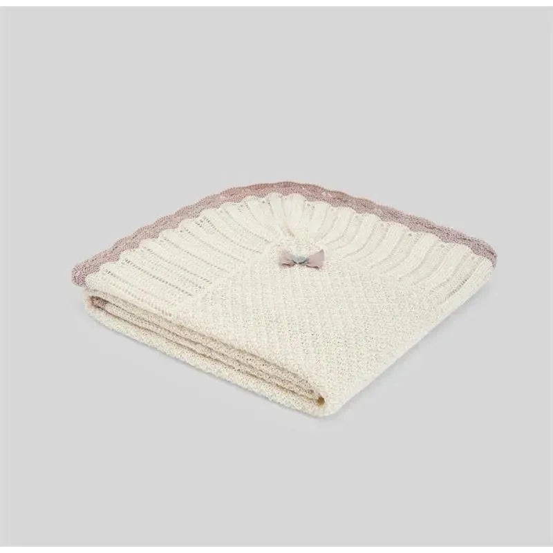 Paz Rodriguez – Baby Knit Newborn Shawl Pio Pio, Cream/Misty Pink