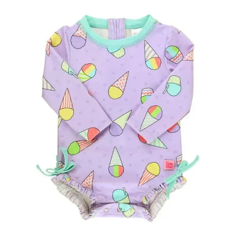 Rufflebutts – Baby Girl Snow Cones Long Sleeve One Piece Rash Guard