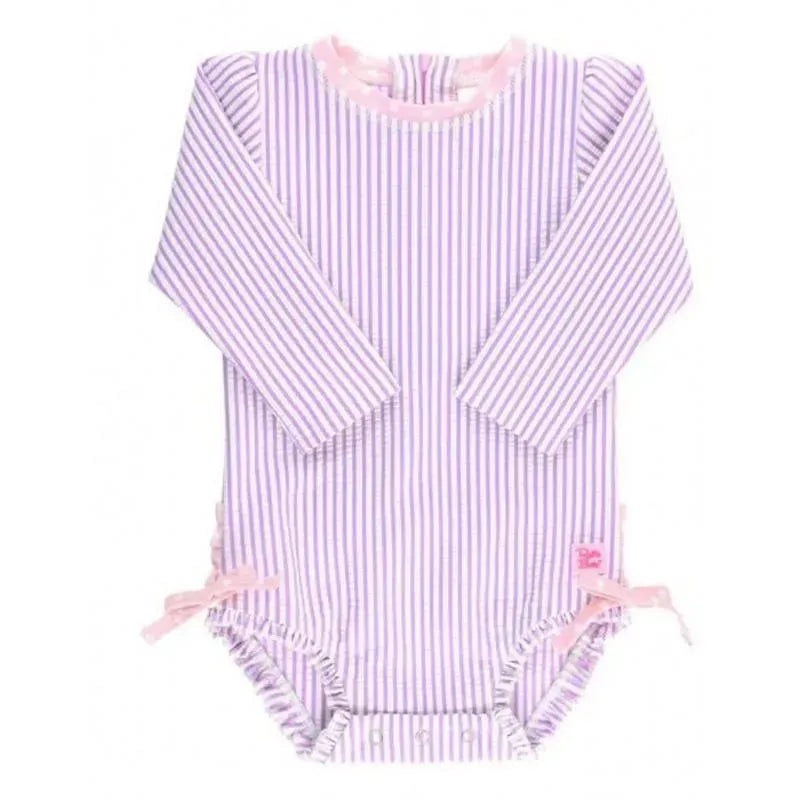 Rufflebutts – Lilac Seersucker One Piece Rash Guard