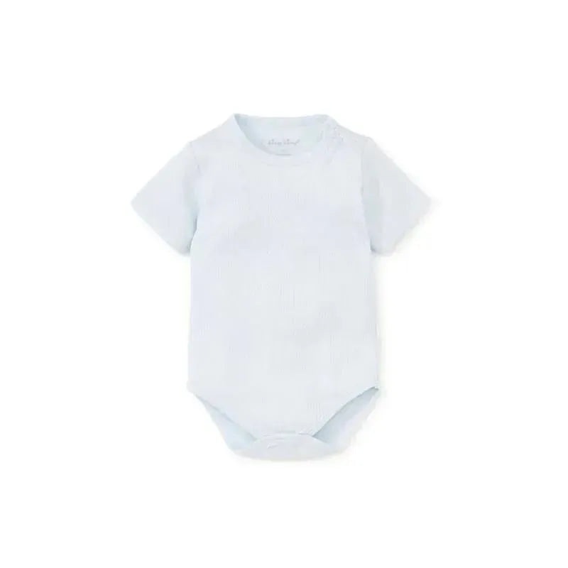 Kissy Kissy – Baby Boy Pointelle Short Sleeve Bodysuit, Light Blue
