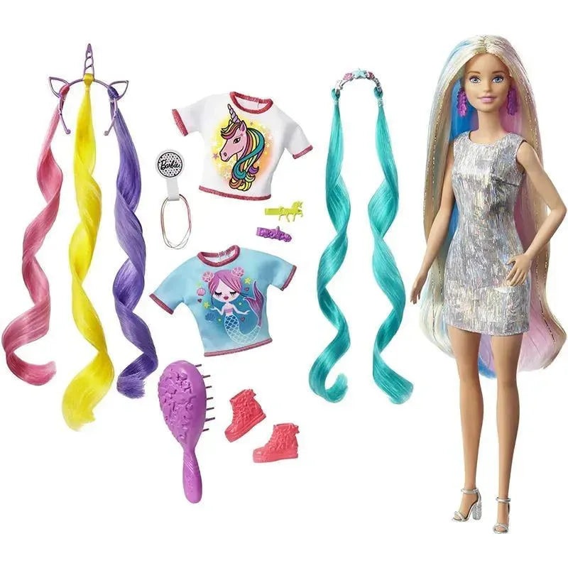 Mattel – Barbie Fantasy Long Colorful Blonde Hair with Mermaid