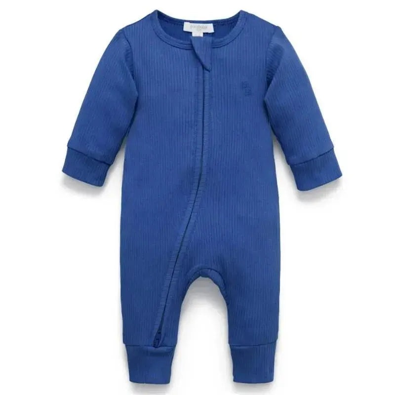 Pure Baby – Baby Boy Rib Zip Growsuit, Waterfall