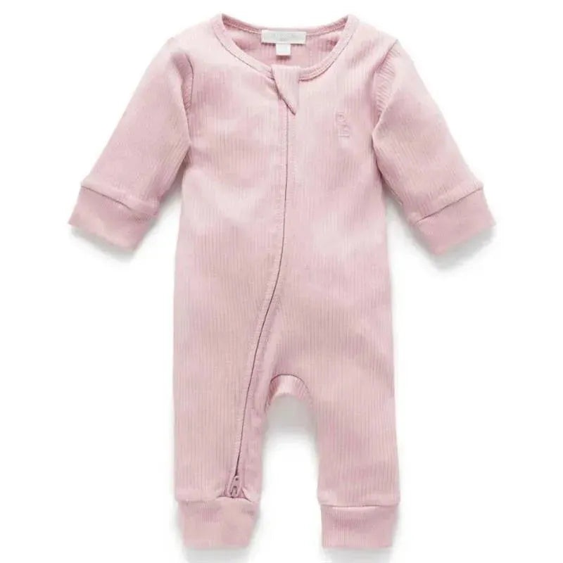Pure Baby – Baby Girl Rib Zip Growsuit, Lavender