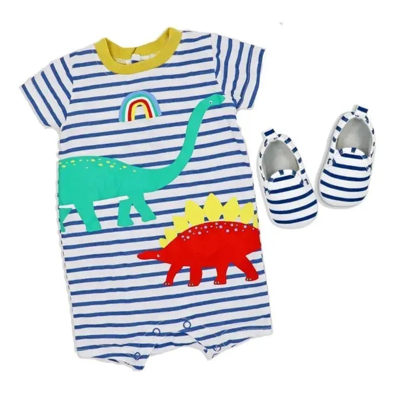 Rose Textiles – 2Pk Baby Boy Romper & Shoe Set, Dinosaur