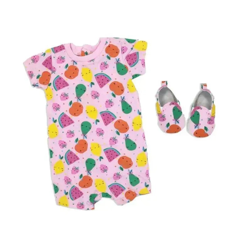 Rose Textiles – 2Pk Baby Girl Romper & Shoe Set, Fruits