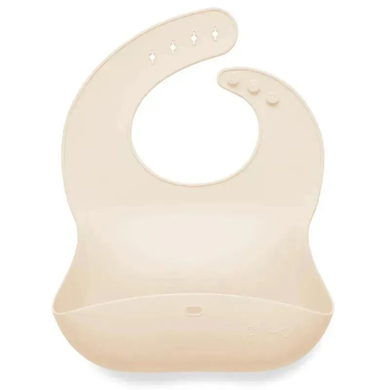 Ali + Oli Silicone Baby Bib Roll Up & Stay Closed (Sand)