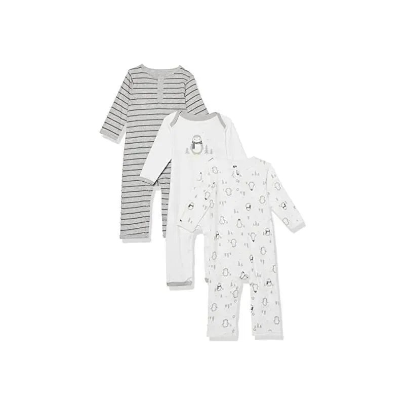 Baby Vision – 3Pk Gray Penguin Layette Coveralls