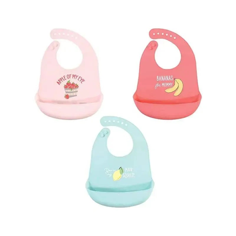 Hudson Baby – 3Pk Baby Silicone Bibs One Size Apple Of My Eye