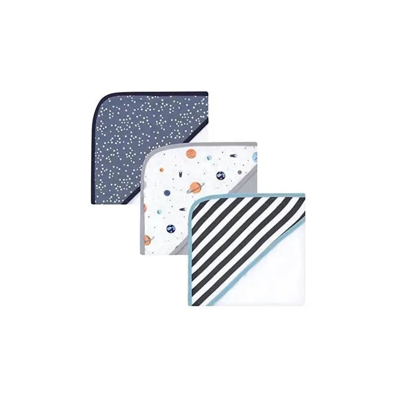 Hudson Baby – 3Pk Space Baby Cotton Rich Hooded Towels