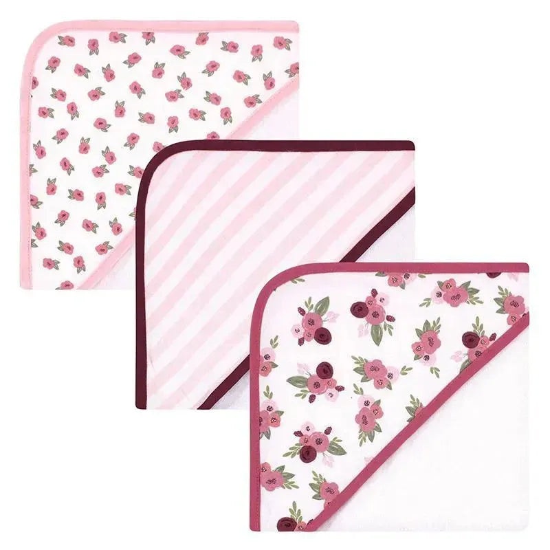 Hudson Baby – 3Pk Unisex Baby Cotton Rich Hooded Towels, Warm Floral